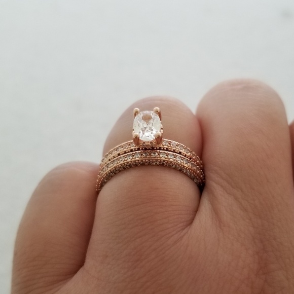 (2pcs) 1ct TW 18k Over Sterling Ring Set - Picture 8 of 8